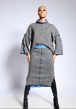 Gray/blue knit reverse sweater