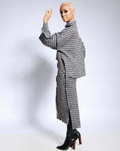 Gray/blue knit reverse sweater