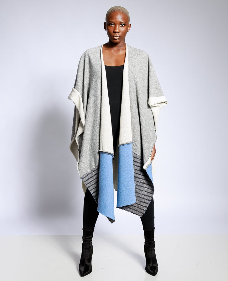 Gray/blue poncho