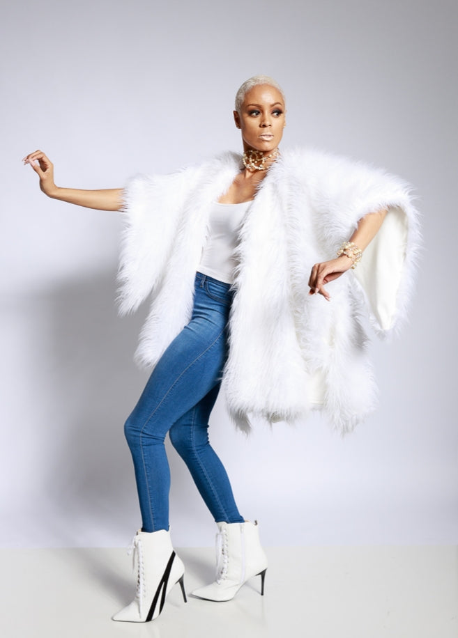 Fur/White Angel wing poncho