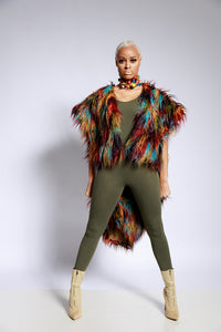 Fur/Multi colored high low