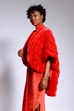 Fur/Tomato red, high low coat